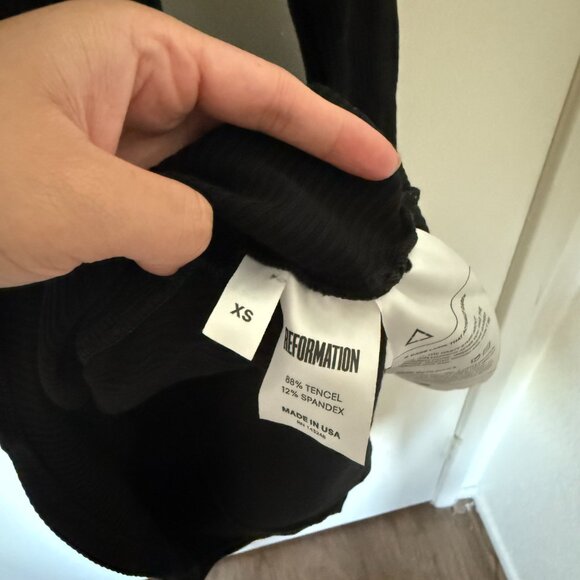 Reformation Maya Black Turtleneck Ribbed Mini Bodycon Dress XS - Picture 6 of 7